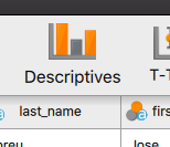 Screenshot from JASP depicting the Descriptives tab.