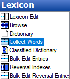 How to find the ‘Collect Words’ function in FLEx